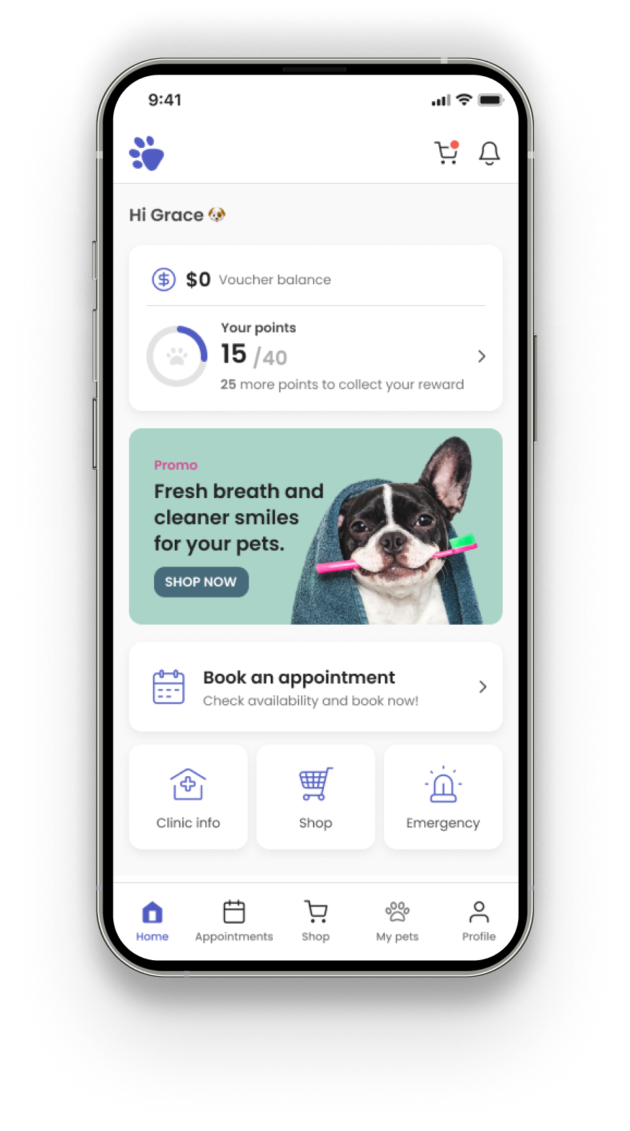 vetdetsk-mobile app screen with stat