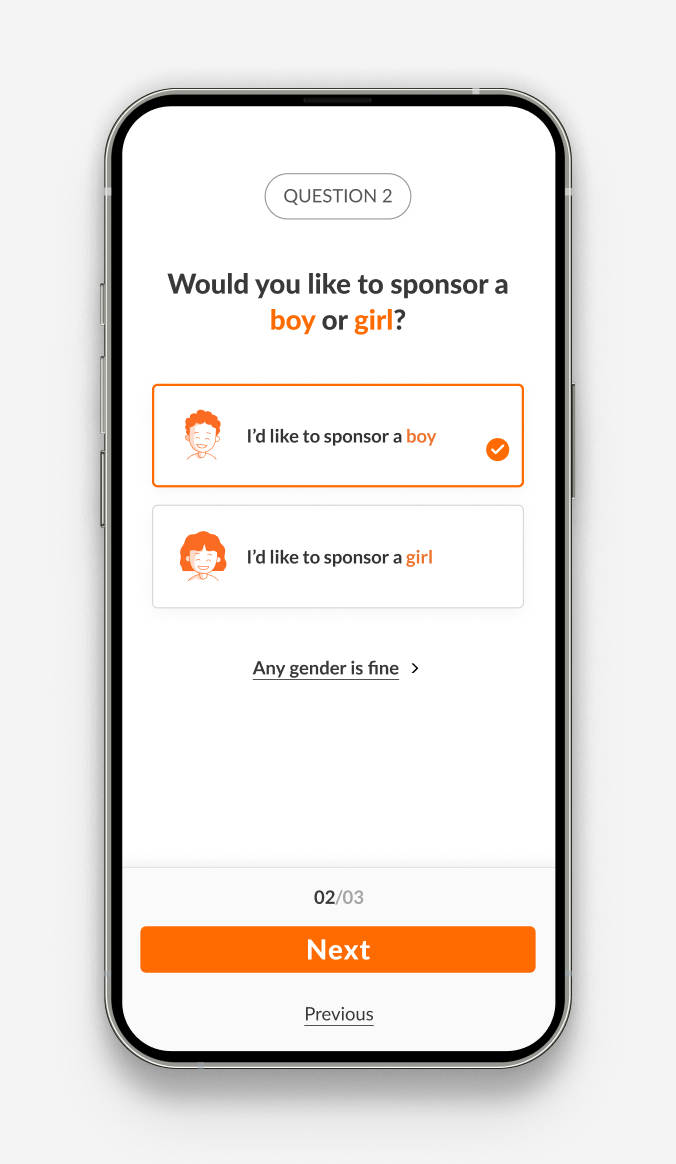 world vision male female selector mobile