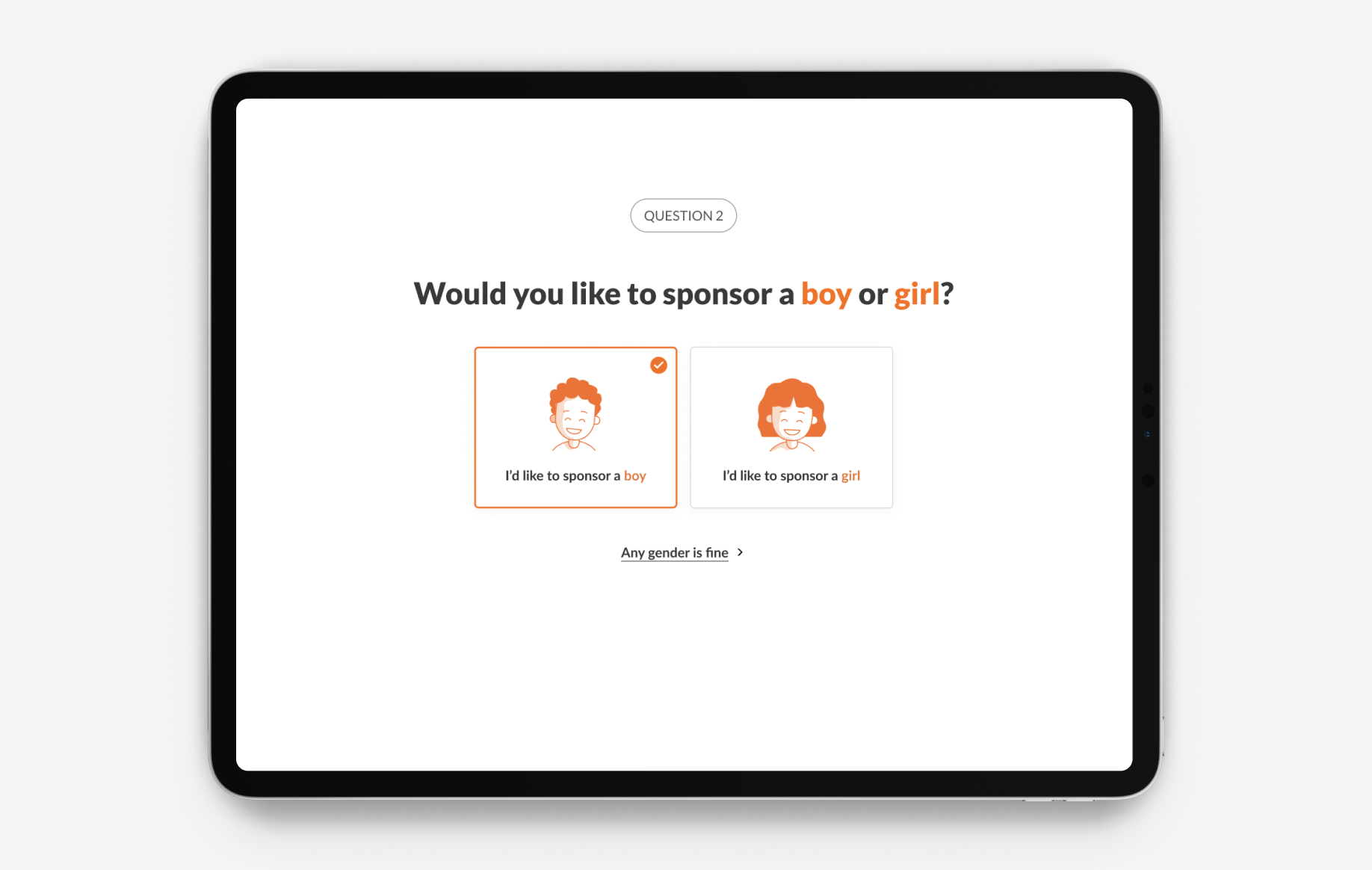 world vision male female selector