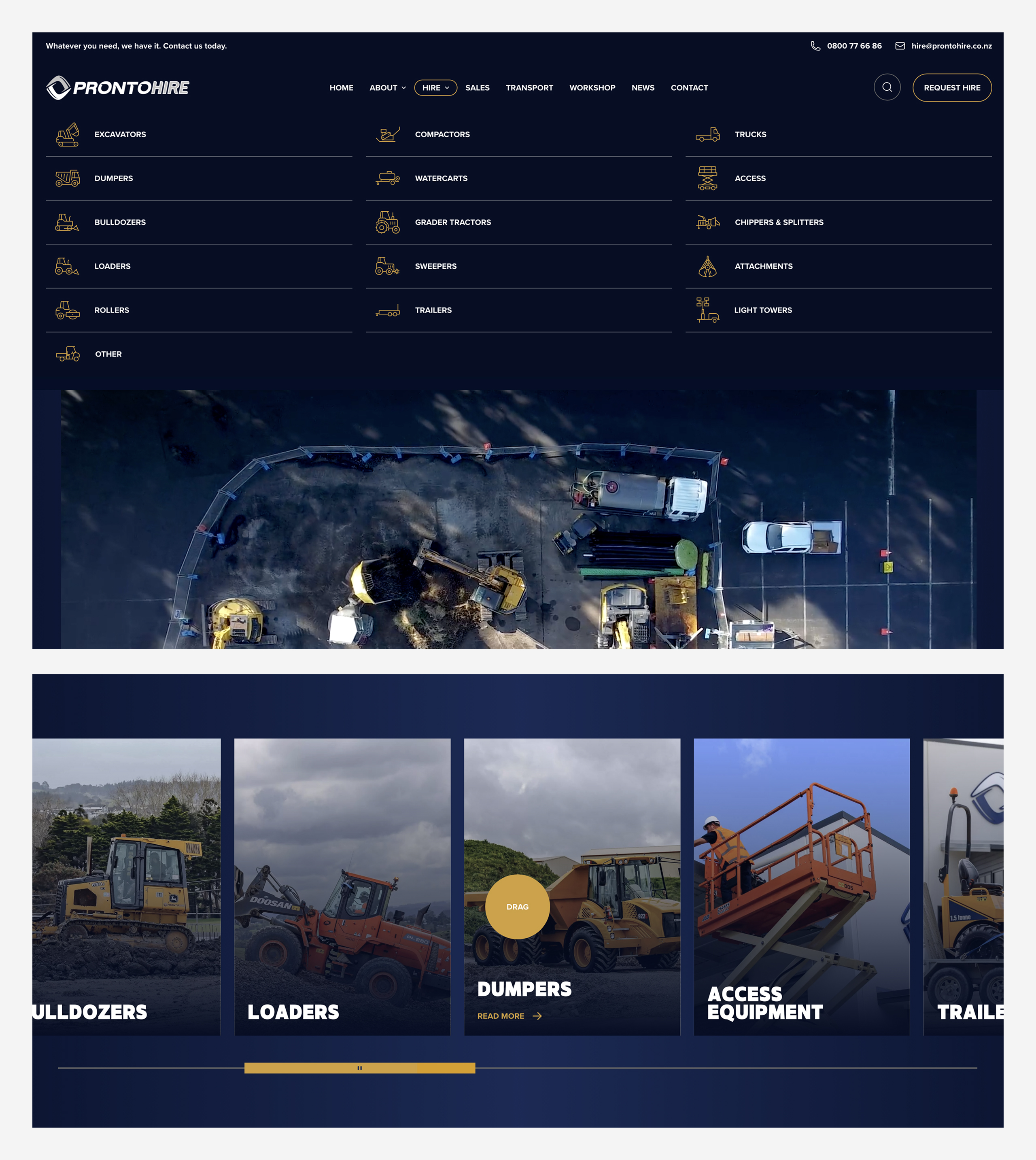 pronto hire home page screen
